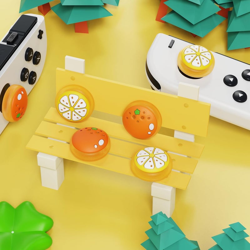 playvital Joystick Caps for Nintendo Switch, Thumbstick Grips for Switch Lite, Analog Cover for OLED Joycon Thumb Grip Caps - Tangerine - Image 4